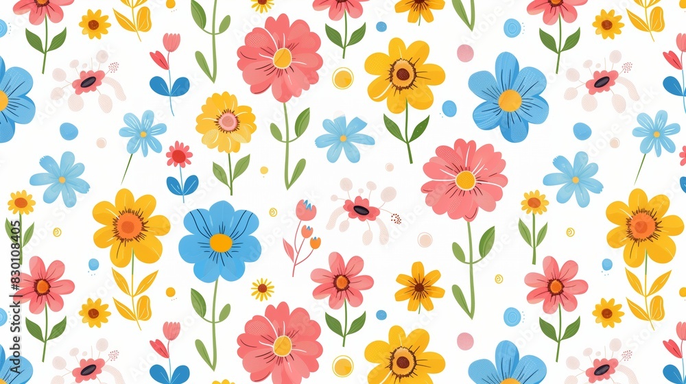 Modern and stylish Garden floral wildflowers seamless pattern abstract texture, wallpaper
