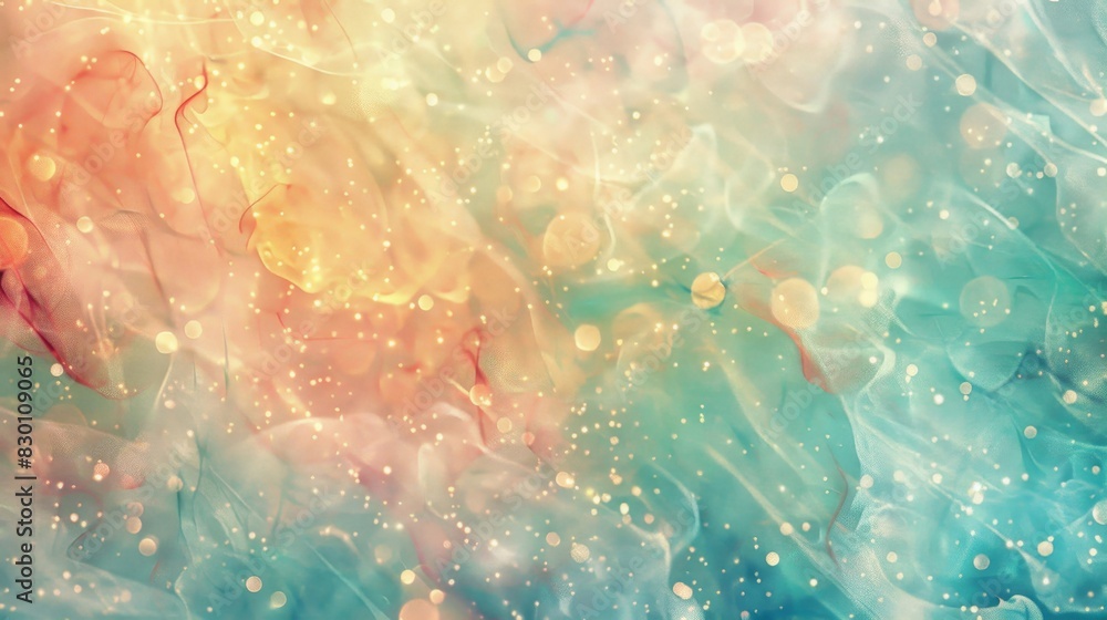 Fototapeta premium Ethereal wallpaper in teal and peach with a translucent glowing veil background