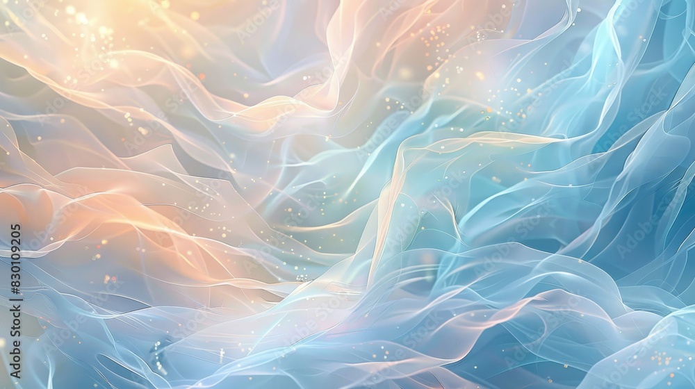 Fototapeta premium Ethereal pastel blue peach and mint wallpaper with glowing lines background