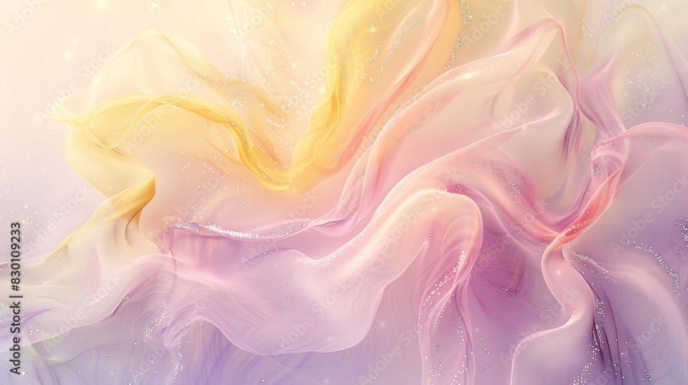 Fototapeta premium Gradient from soft yellow to pale lavender with shimmering particles background