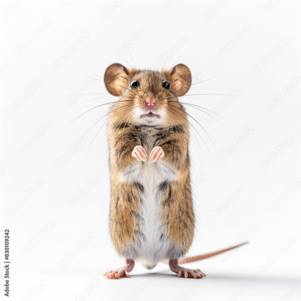 Cute Little Mouse Standing on Hind Legs Isolated on White Background Cute Little Mouse Standing on Hind Legs Isolated on White Background