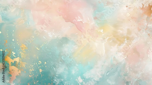 Serenity in spring abstract with pastel teal and coral background © javier