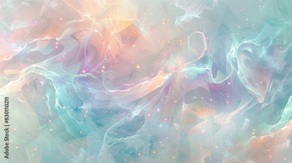 © javier - Mosaic of fresh colors glowing lines create ethereal spring scene background