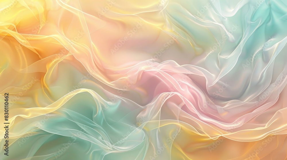 Obraz premium Blend of pastel yellow soft pink light teal glowing lines background