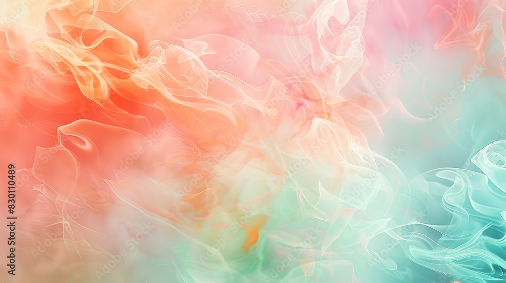 Dynamic spring wallpaper with fluid patterns in light coral pastel green and soft blue shimmering light effects background Dynamic spring wallpaper with fluid patterns in light coral pastel green and soft blue shimmering light effects background