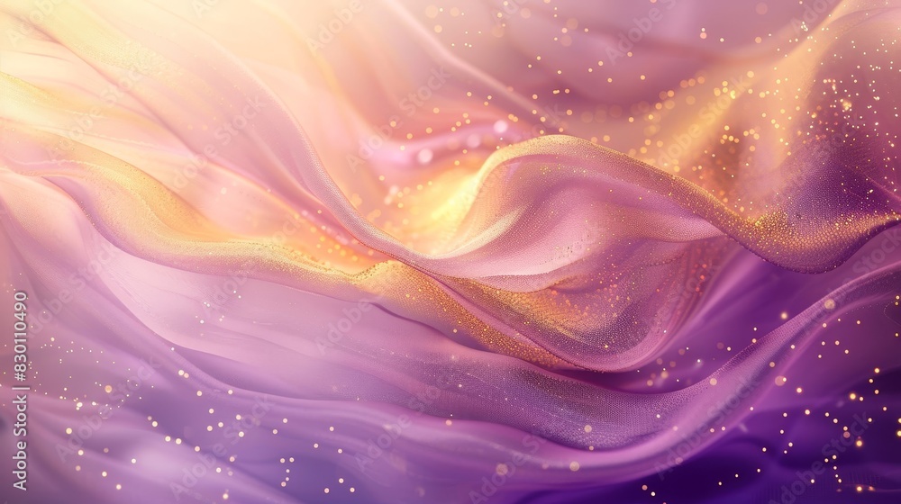 Spectral spring abstract with gradient from soft gold to light lilac glowing particles flowing textures background Spectral spring abstract with gradient from soft gold to light lilac glowing particles flowing textures background