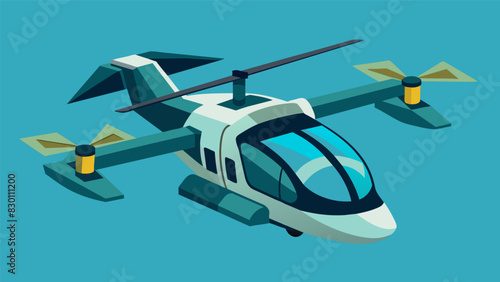 The eVTOLs advanced navigation system allows it to adjust its vertical ascent to avoid obstacles and navigate complex airspace with ease.. Vector illustration