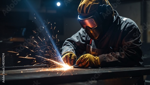 welder at work welding steel photo