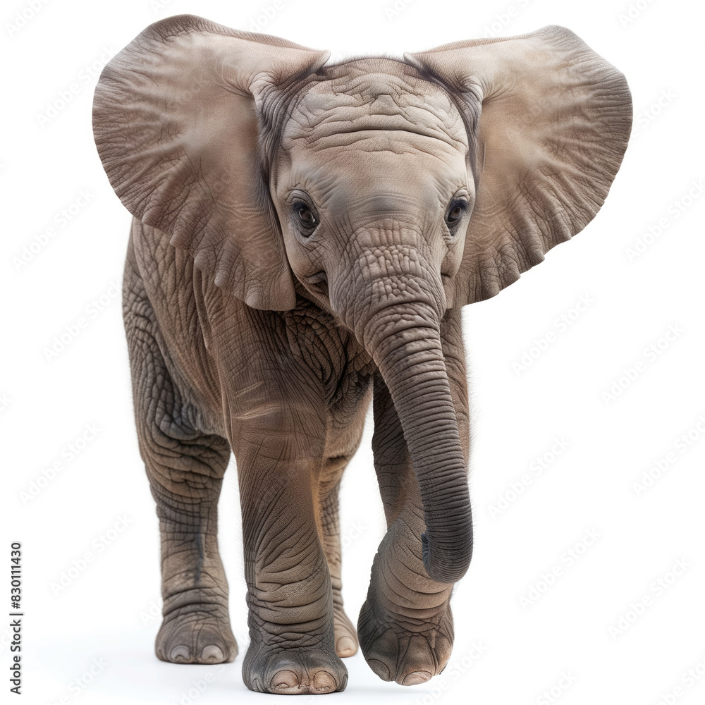 Fototapeta premium Adorable Baby Elephant Isolated on White Background