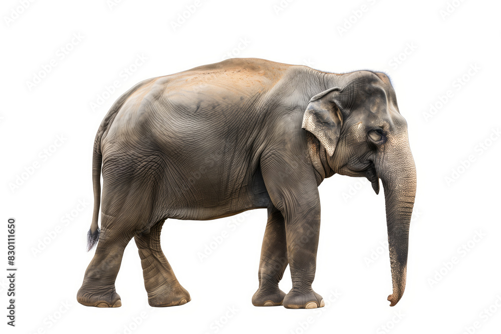 Asian Elephant Side View Isolated On White Background Asian Elephant Side View Isolated On White Background