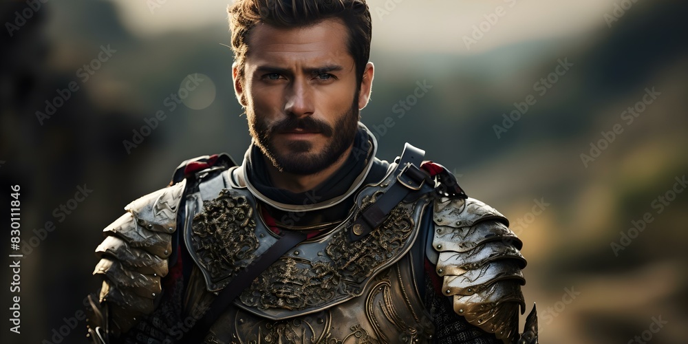 Attractive knight in armor celebrating alone. Concept Solitary Celebration, Armor Fantasy, Knightly Portrait, Costume Party, Medieval Moment Attractive knight in armor celebrating alone. Concept Solitary Celebration, Armor Fantasy, Knightly Portrait, Costume Party, Medieval Moment