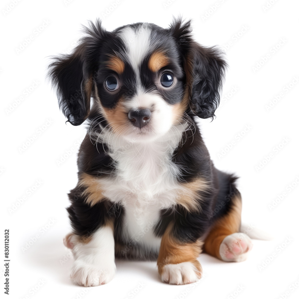 Adorable Puppy Sitting Isolated on White Background
