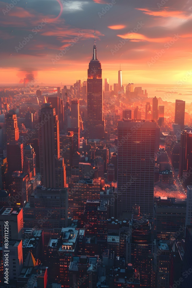 Naklejka premium New York City Empire State Building Sunset
