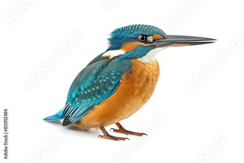 Vibrant Kingfisher Bird Perched on a White Background