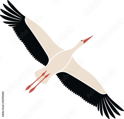 Stork logo. Isolated stork on white background