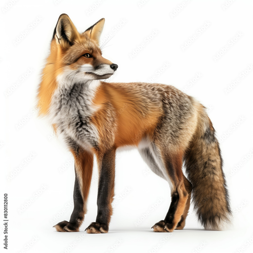 Full-Length Portrait of a Fox on a White Background
