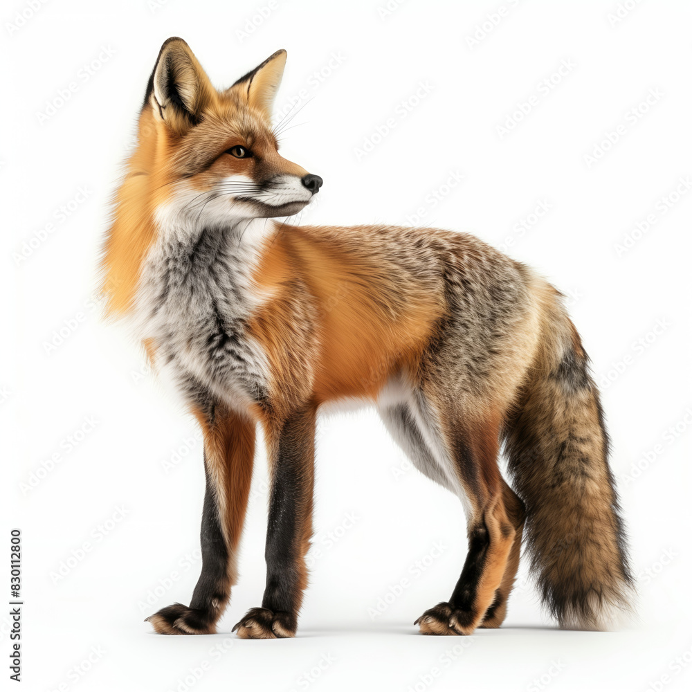 Fototapeta premium Full-Length Portrait of a Fox on a White Background