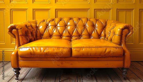Orange leather sofa  UHD Wallpapar photo