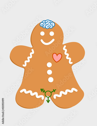 Genderbread person, gingerbread man illustration	