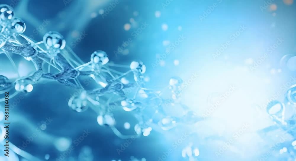 Blue glowing molecule structure on a blue background Blue glowing molecule structure on a blue background
