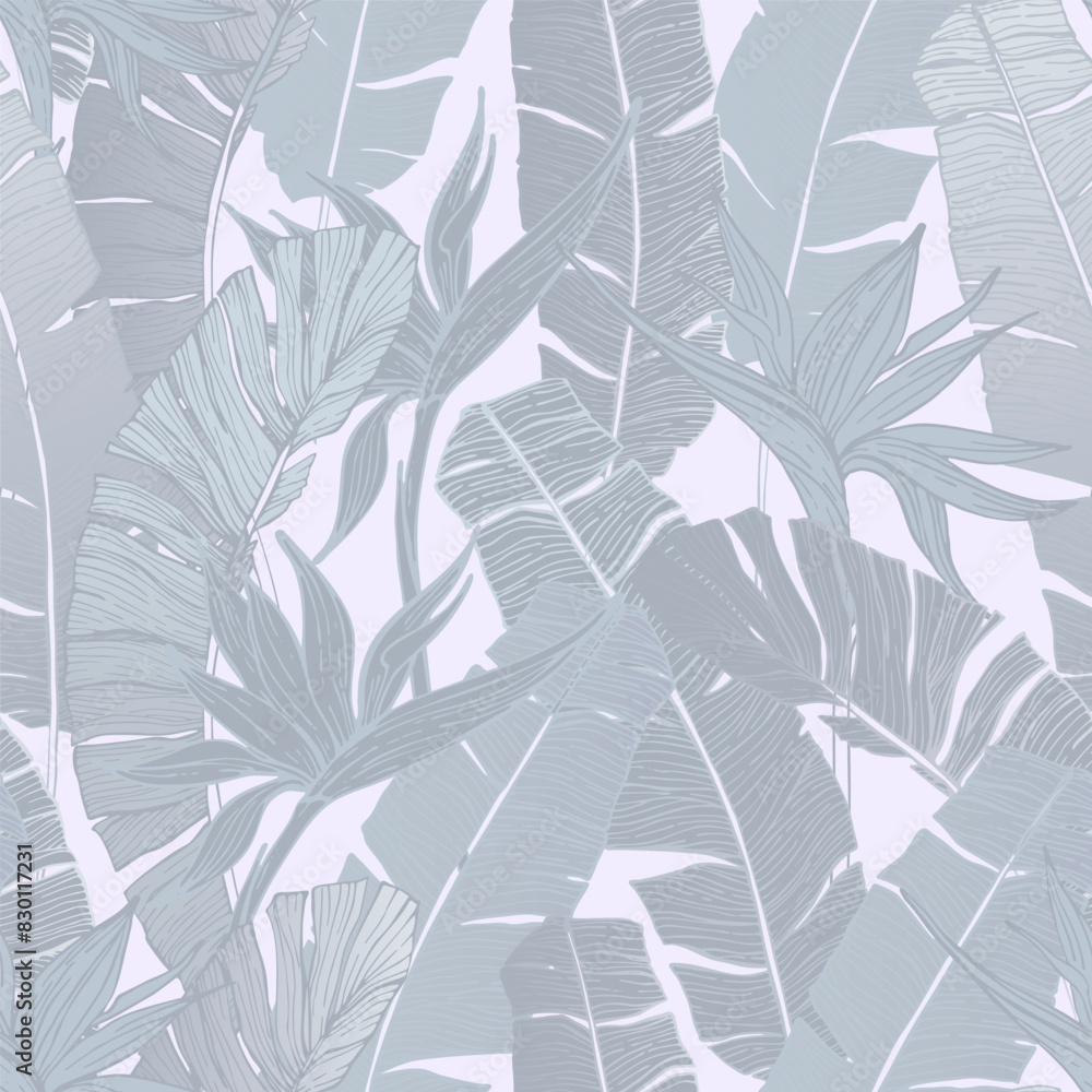 Fototapeta premium Nature seamless pattern. Hand drawn abstract tropical summer background