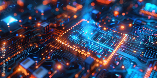 Futuristic Circuit Board   High-Tech Microchip