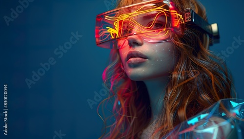 young cyber girl with long UHD Wallpapar