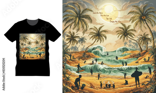 California, Los Angeles t-shirt design. T shirt print design with palm tree. generative Ai