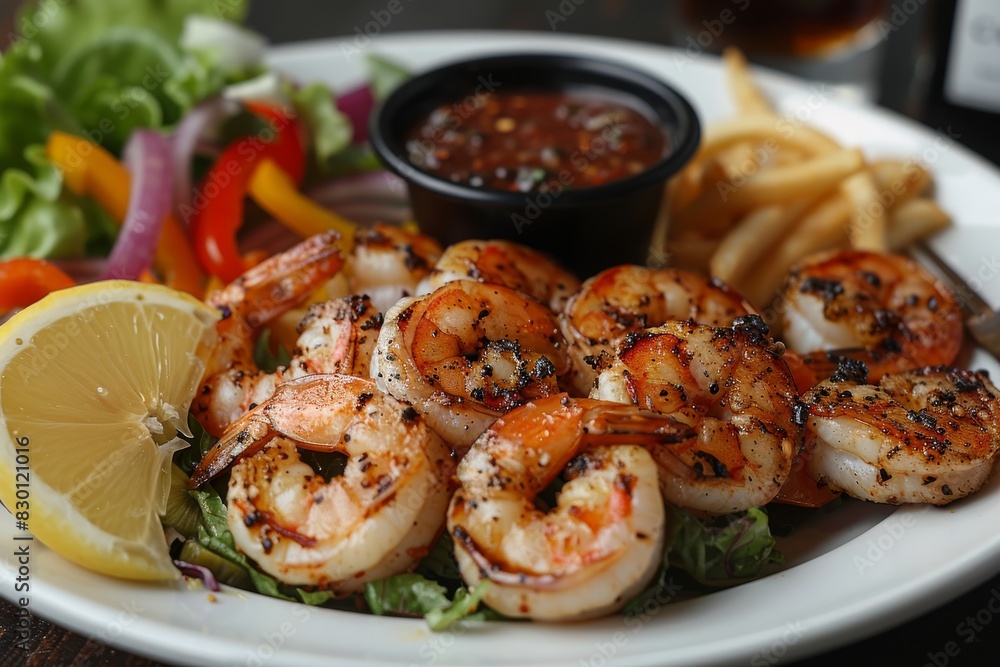 Plate With Shrimp and Fries Plate With Shrimp and Fries