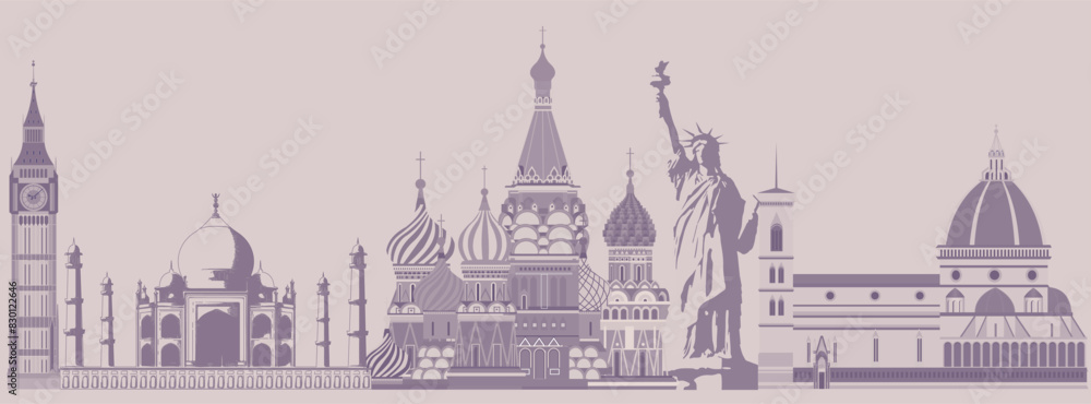 Obraz premium banner landmarks of the world. Used for decoration, advertising design, websites or publications, banners, posters and brochures.