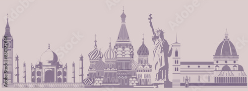 banner landmarks of the world. Used for decoration, advertising design, websites or publications, banners, posters and brochures.