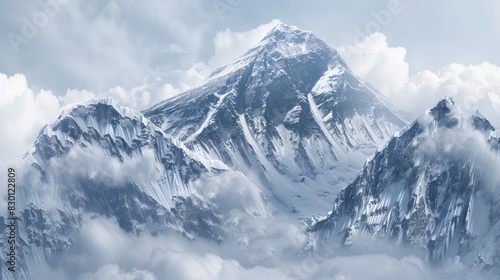 Winter snow blankets Mount Everest