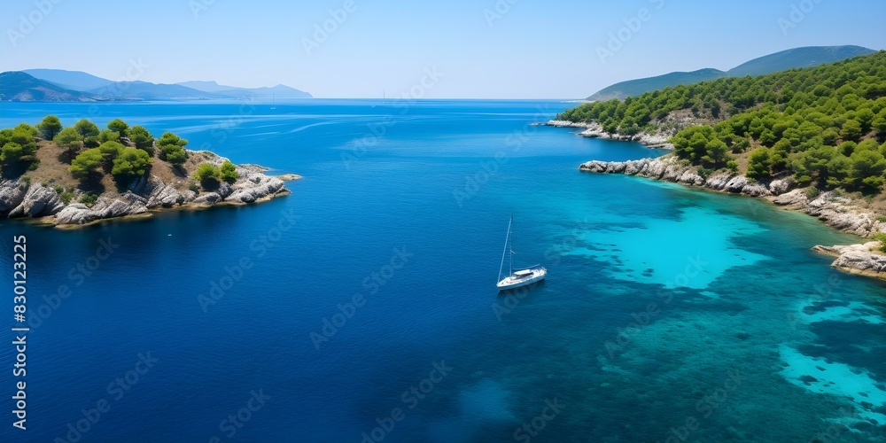 Aerial view of luxury yachts in the stunning blue Adriatic Sea. Concept Luxury Yachts, Aerial View, Adriatic Sea, Blue Waters, Stunning Views