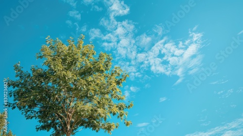 A blue sky background for a photo showcasing a tree