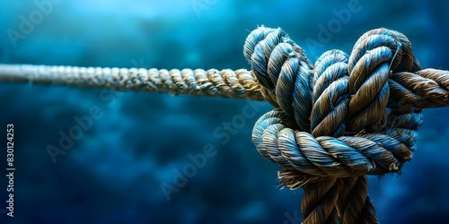 Photo of a taut rope pulley demonstrating tensile strength while supporting heavy weight. Concept Engineering, Tensile Strength, Rope Pulley, Heavy Weight Support, Mechanical Systems photo