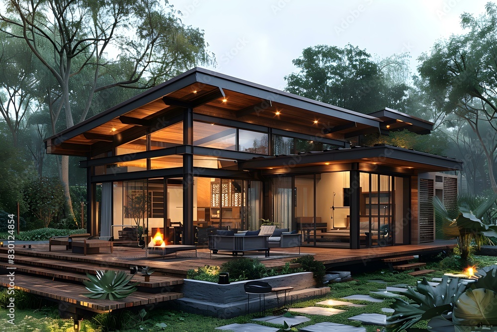 Fototapeta premium A Modern House in Harmony with Nature