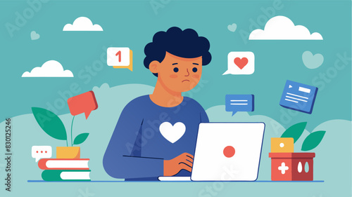 A teenager deleting all social media accounts and taking a break from screens to focus on selflove and acceptance.. Vector illustration