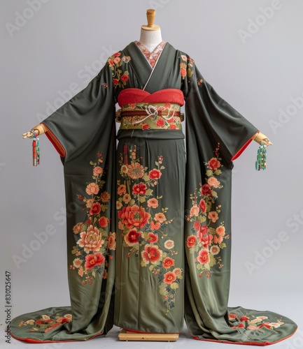 Charming Japanese Maiko in Traditional Kimono and Elaborate Headdress