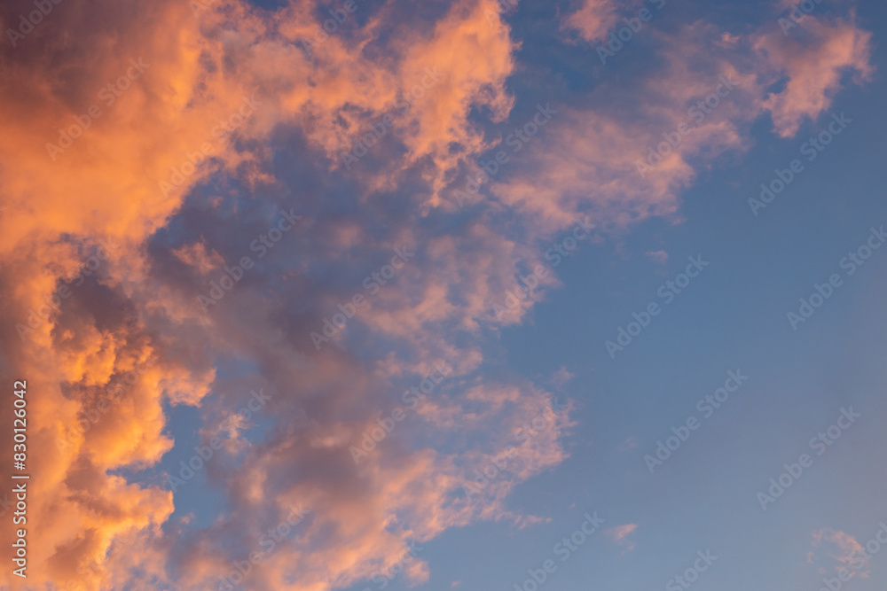Pattern of clouds with orange hue during the sunset