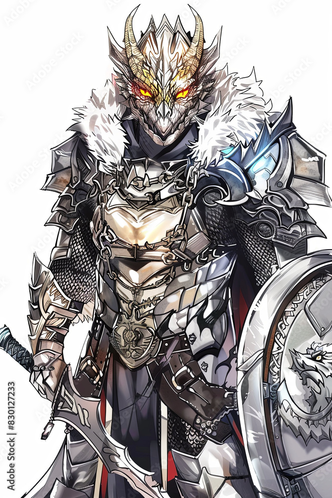 Dragonborn Paladin in Shiny Gold Armor with Dragon Crest Gen AI Stock ...