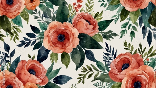 Editable Floral arrangement background for wedding invitation. Watercolor illustration photo