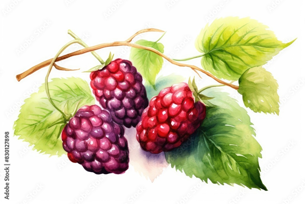 Mulberry watercolor illustration isolated on white background Mulberry watercolor illustration isolated on white background