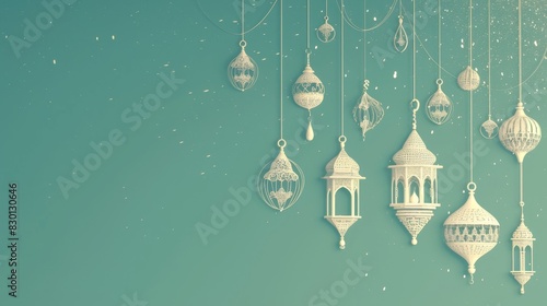 beautiful Islamic greeting card features a stunning design with a golden lantern, intricate Arabic calligraphy, and decorative patterns