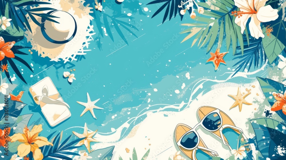 elegant summer banner features a beautiful illustration of pastel flowers and lush foliage, perfect for greeting cards, invitations, and posters. elegant summer banner features a beautiful illustration of pastel flowers and lush foliage, perfect for greeting cards, invitations, and posters.