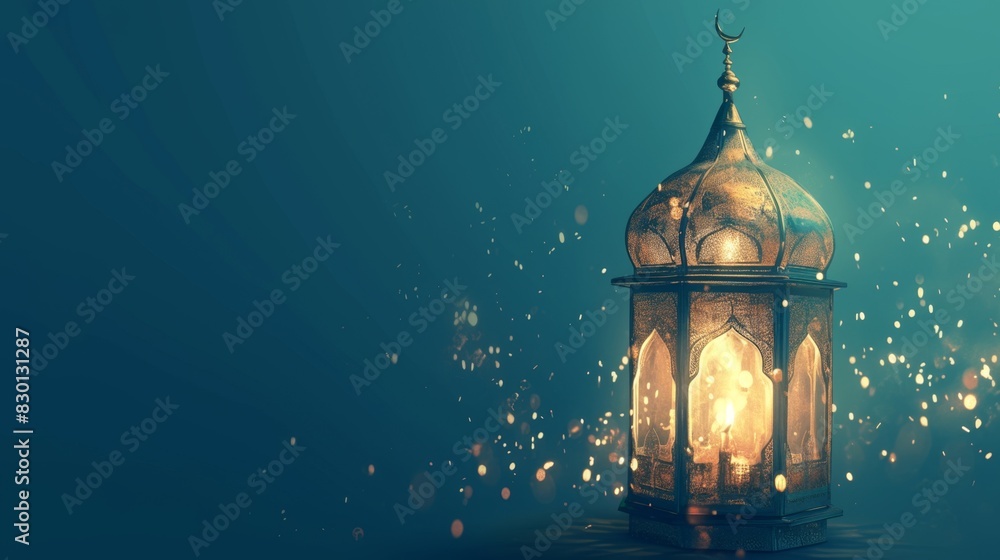 Fototapeta premium Ornate Islamic Lantern Casting Shadows for Eid al-Adha