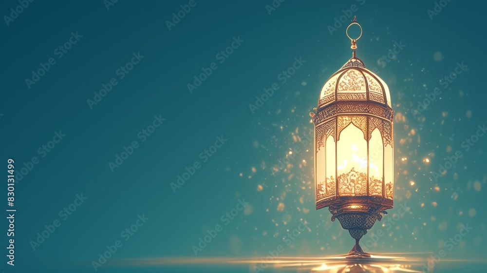 Fototapeta premium Ornate Islamic Lantern 3D Illustration for Eid al-Adha
