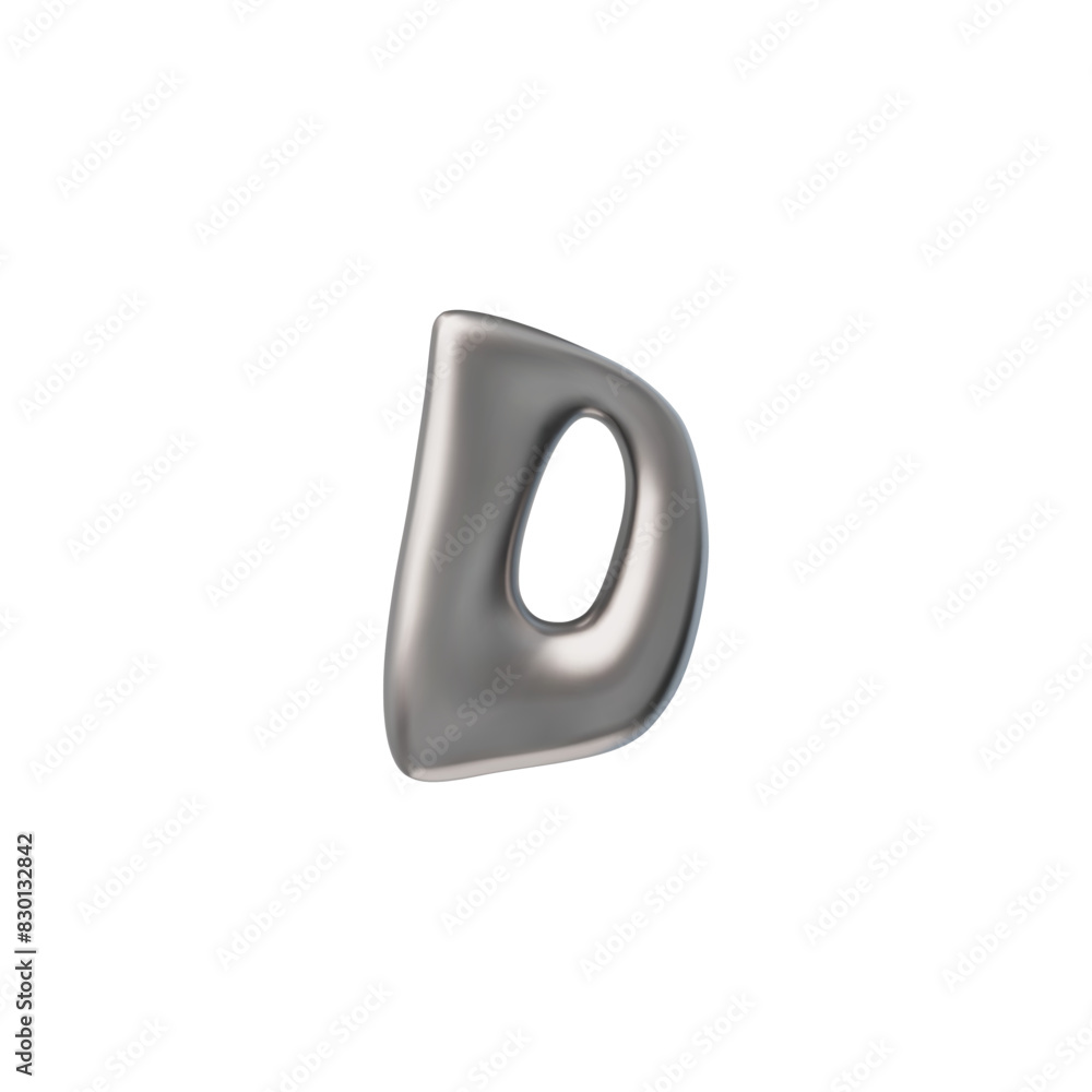 3D glossy silver capital letter D with liquid metal surface, vector realistic volume chrome bubble form y2k font type 3D glossy silver capital letter D with liquid metal surface, vector realistic volume chrome bubble form y2k font type