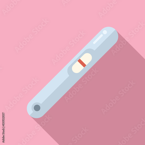 Flat vector illustration of a digital pregnancy test with a positive result, depicted against a soft pink backdrop