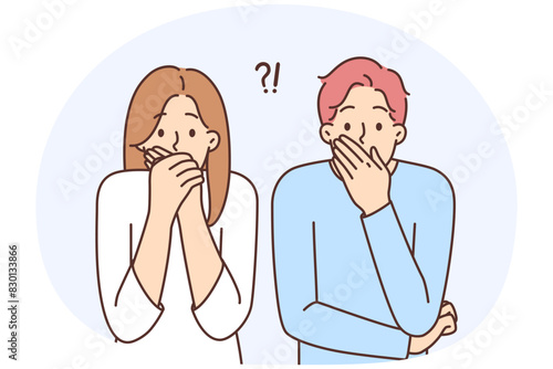 Astonished people shocked with unexpected news