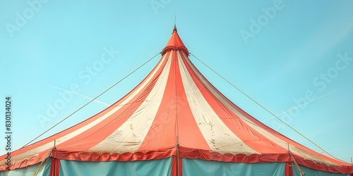 Colorful vintage circus tent with a red and white retro style. Concept Vintage Circus Aesthetic, Red and White Theme, Retro Tent Design